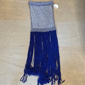 Staud striped fringe sweater skirt